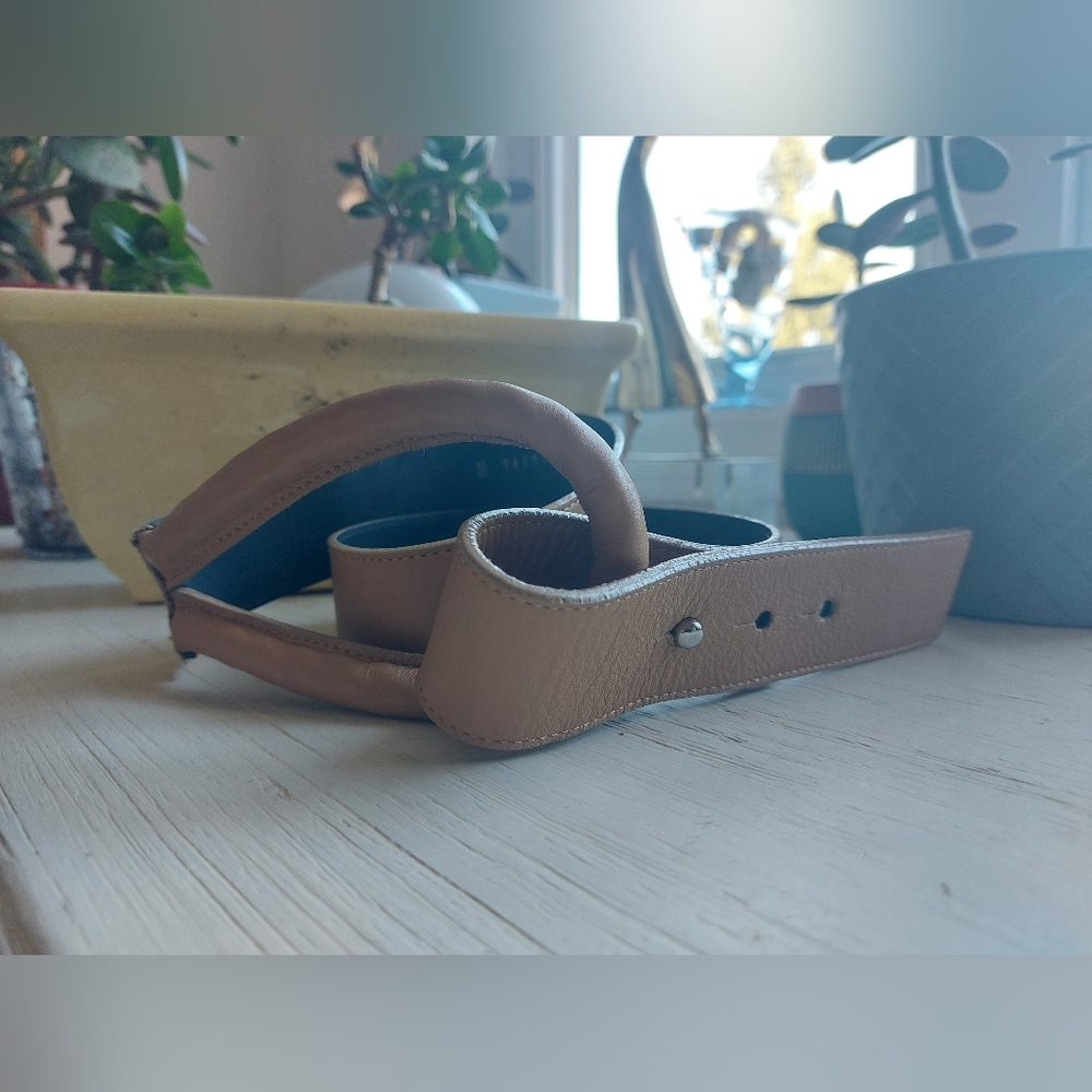 Simons Beige Leather Belt New 85cm Large To Xlarge